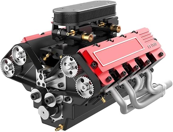 ENGINEDIY TOYAN V8 Engine Modle That Works,1/10 4-Stroke Engine Model for RC Car and Boat Vehicle Engine Model Assembly Kit for Adults to Build (Kit Version)