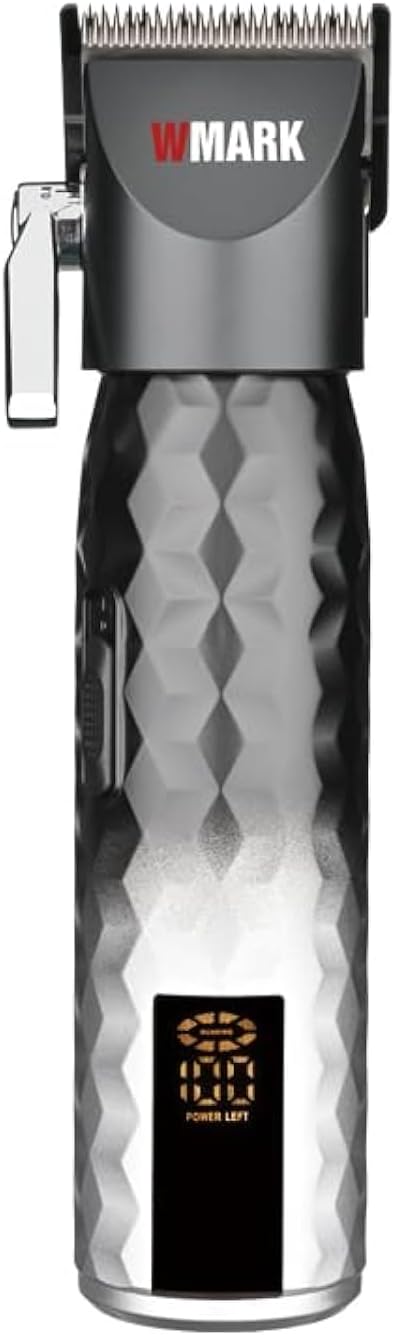 WMARK Professional - High Speed Series NG-2045 9000rpm Quiet Powerful Motor Hair Clipper Powerful Hair Clipper for Men Zinc Alloy All Metal Body Professional Barber Use (Silver Grey)