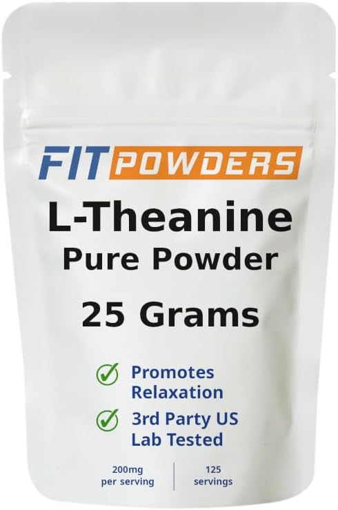 L-Theanine Powder 25g L Theanine Supplement, Scoop Included, Pure, Non-GMO, Vegan, Gluten-Free