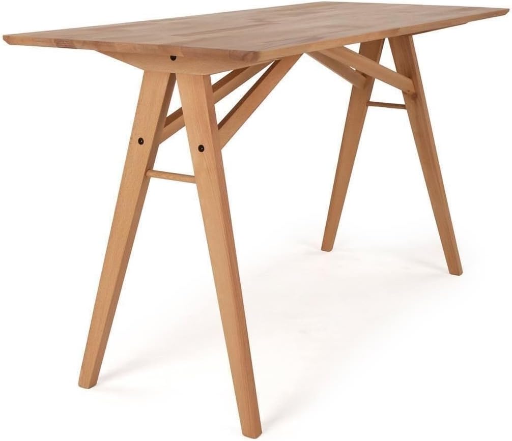 Acrobat 100% Natural Beech Solid Wood Work Table – 130x57x74 cm – Scandinavian Style, Handmade, Wooden Table with Organic Protector – For Home and Office Use