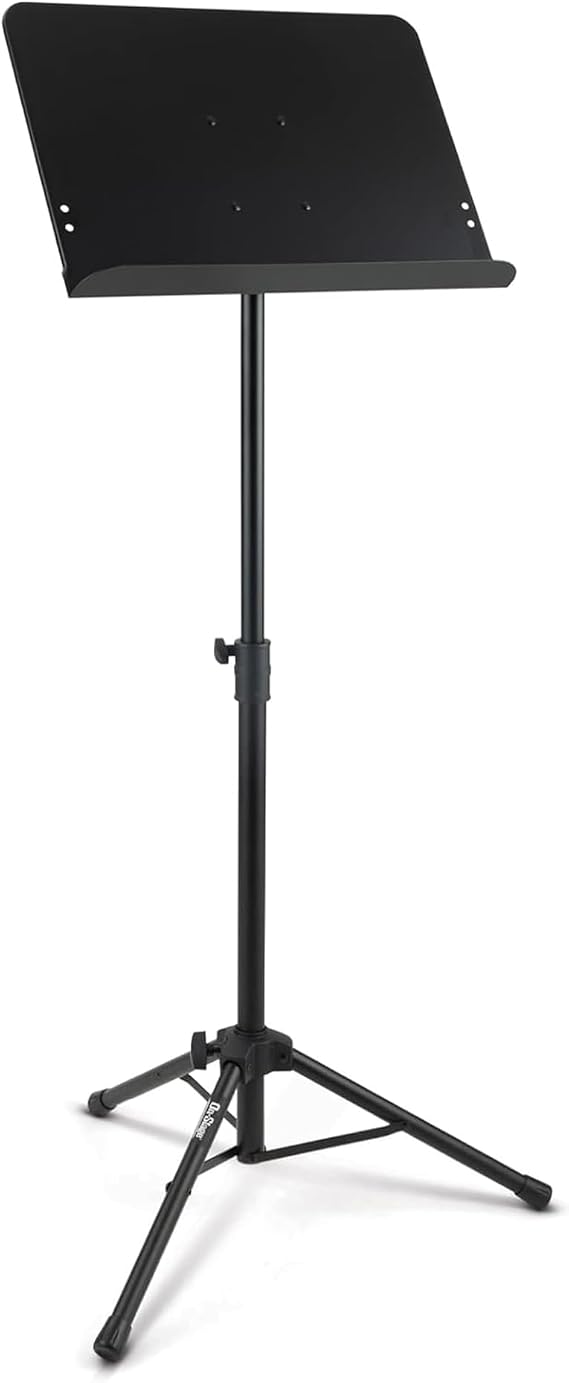 On-Stage SM7211B Professional-Grade Folding Orchestral Sheet-Music Stand (Portable, Folding, Nonslip Rubber Feet, Adjustable Height and Bookplate, Black)
