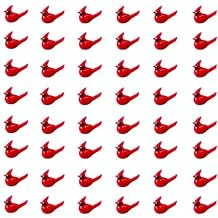 50Pcs Mini Resin Red Cardinal Bird Figurines - Tiny Cardinal Christmas Ornaments, Miniature Garden Decor, Crafts Birds, Cake Topper, Gift with Storage Box
