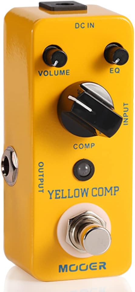 MOOER Compressor Pedal, Yellow Comp Mini Portable Compression with True Bypass, EQ and Volume Adjustable, Classic Optical Compressor Pedals for Electric Guitar Bass