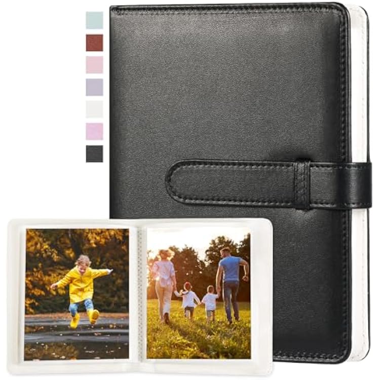 Lifting Photo Album 4x6 with 68 Pockets,Premium Vegan Leather Cover Small Photo Album Book,Mini Picture Album for Family Birthday Anniversary Baby Vacations Black