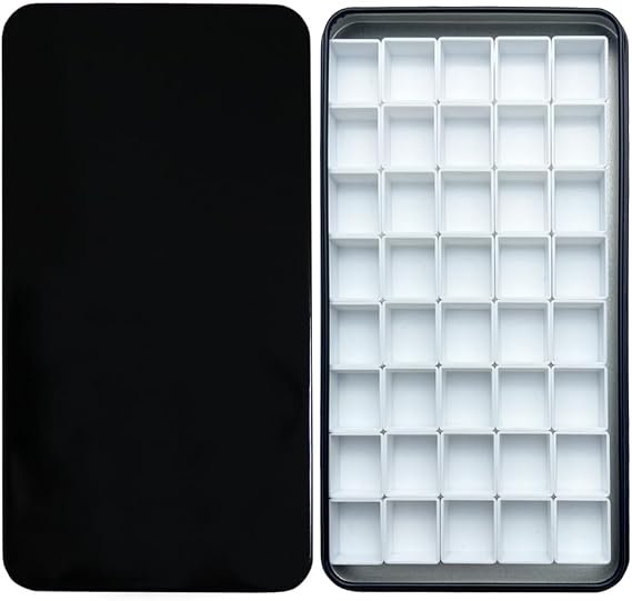 FCLUB Watercolor Tin Palette with 40 Empty Half Pans and Magnetic Squares
