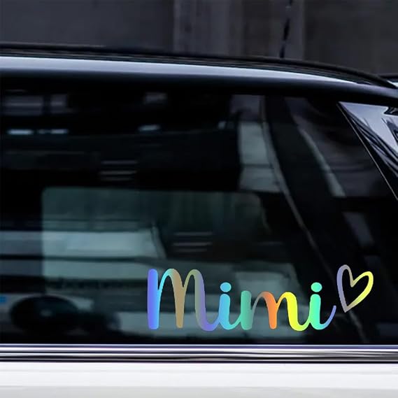 2pcs Mimi with Heart Vinyl Stickers, 5.91"x3.15", Suitable for Cars, Laptops, Bumpers, Glass Window Sticker, Waterproof & Durable Car Decal #2BZ447 (Holographic)