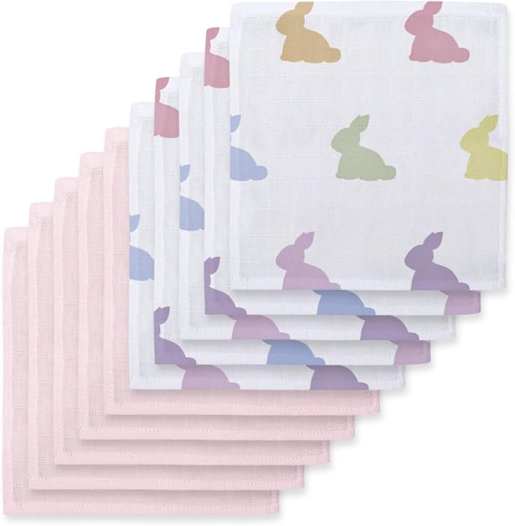 DEUX LAPINS% 100 Pamuk Rainbow Lapin & Innocent Pink 10`lu Müslin Ağız Bezi Paketi CLOTHMP2017-P