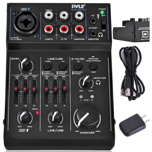 3 Channel Bluetooth Audio Mixer - DJ Sound Controller Interface with USB Soundcard for PC Recording, XLR, 3.5mm Microphone Jack, 18V Power, RCA InputOutput for Professional and Beginners - PAD30MXUBT