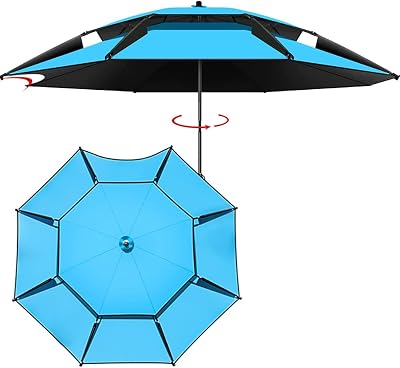 2m2.2m Outdoor Aluminum Patio Umbrella, Market Fishing Umbrella, WaterproofUV Protection 50, Garden Umbrella for BeachDeck Good,Blue-2m6.5ft