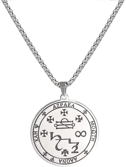 VASSAGO Stainless Steel Seal of Archangel Azrael Sigil Necklace