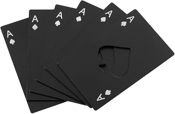 6 Pack Bottle Opener, Stainless Steel Credit Card Size Casino Bottle Opener