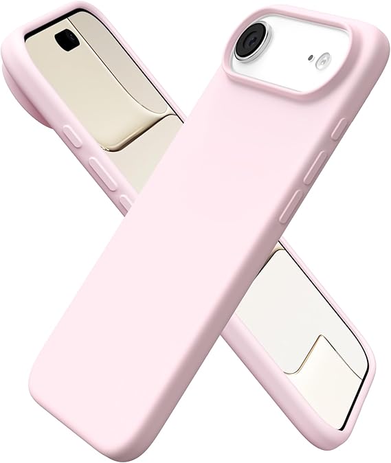 ORNARTO for iPhone Air Case 6.5", Slim Liquid Silicone 3 Layers Soft Gel Rubber Shockproof Protective Cover with Anti-Scratch Microfiber Lining-Chalk Pink