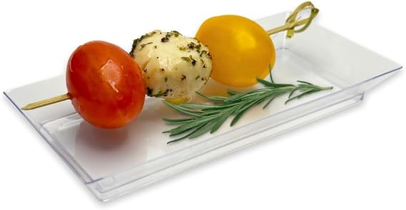 50ct Small 5" Clear Rectangle Plastic Dessert Plates | CMJJ