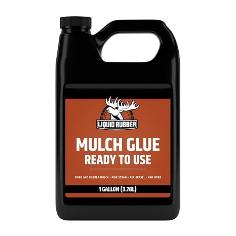 Liquid Rubber Pre-Mixed Mulch Glue for Landscaping, Gardens, 1 Gallon | Ready to Use - Bonds Pine Straw, Cypress, Pea Gravel, Stone, Bark Nuggets & Rubber Mulch - Locks in Place, Prevents Erosion