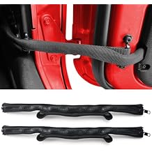 Door Strap for Jeep, Heavy Duty Door Limiting Strap with Zipper for Jeep Wrangler JK JKU 2007-2018,2Pcs Black