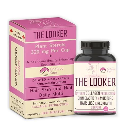 The Looker 60 Caps- Skin Hair and Nails Vitamins - Natural Collagen Production - Reduces Hair Thinning - Skin Elasticity - Skin Moisture - Plant Sterols Bromelain Zinc Vitamin E Selenium