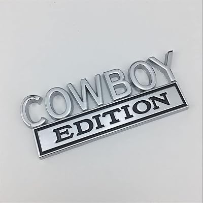 1PC Metal Word Cowboy Edition Car Truck 3D Letter Emblem Badge Sticker Decal Chrome and Black