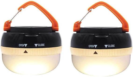 2 Pack LED Lantern Portable Camping Lights Outdoor Tent Light Hanging Camping Lamp with 5 Modes, Restractable Hook for Adults and Kids