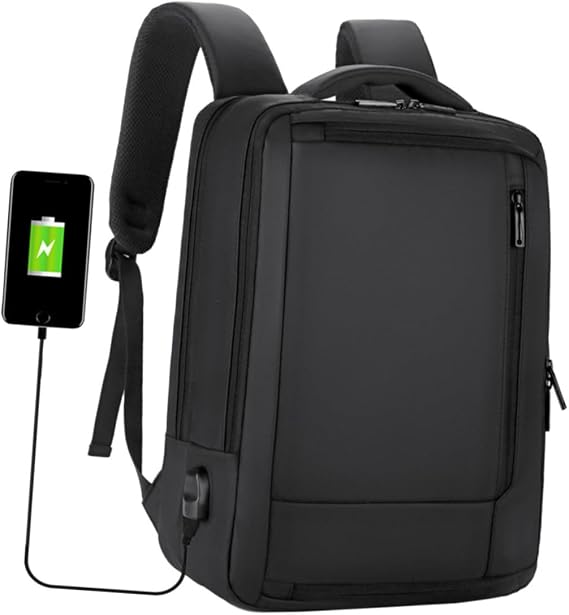 Laptop Backpack, Large Capacity USB Charging Black Men's Business Bag