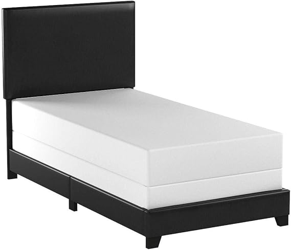 Crown Mark Erin Upholstered Panel Bed in Black, Twin