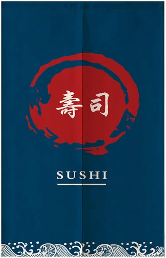 Japanese Noren Doorway Curtain/Tapestry for Home or Restaurant - 33.5 x 59 ("Sushi)