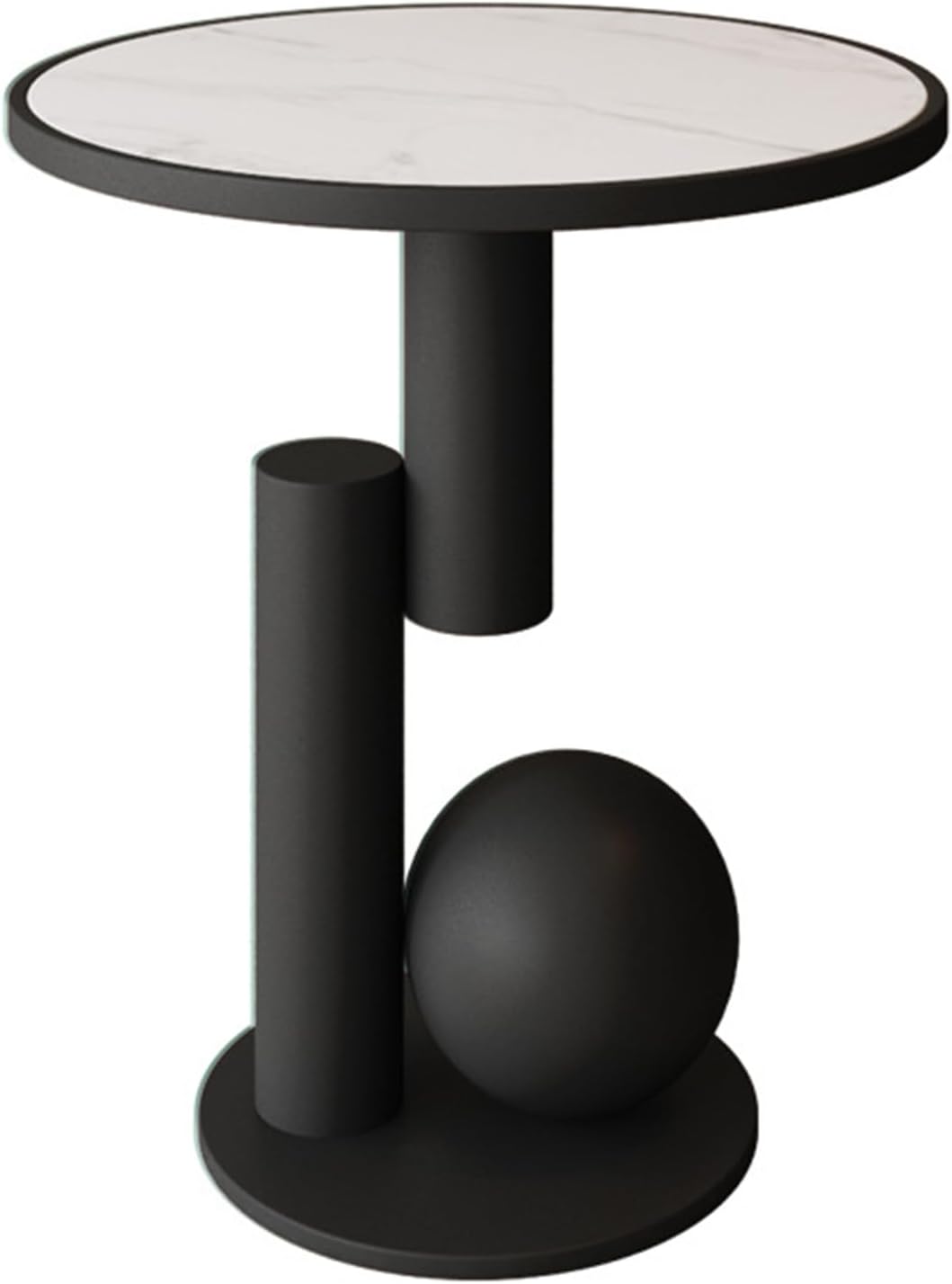 Bed SideTable with Abstract Metal Base,Modern Coffee Table Round Side Table,Accent End Table Nightstand forHome Furniture, Bedroom,Small Spaces,B