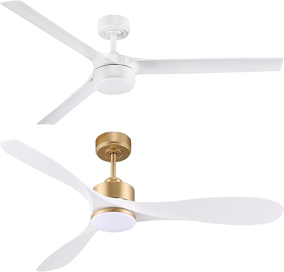 cumilo 60 Inch Large Smart Ceiling Fans with LED Lights (White) + 52 Inch Smart Ceiling Fans with Lights (White & Gold)