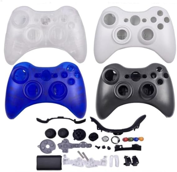 Full Housing Case Shell Cover & Full Buttons for Xbox 360 Wireless Controller Gamepad Protective Case (Clear Blue)
