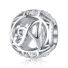 FOREVER QUEEN Letter Initial A-Z Alphabet Charm Dangle for Bracelet Necklace - 925 Sterling Silver CZ Beads Personalized Gift Jewelry