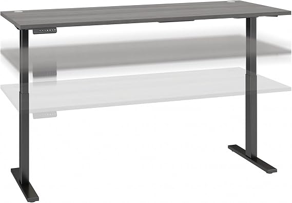 Bush Business Furniture 72-inch Electric Height Adjustable Standing Desk, Ergonomic Sit-Stand Computer Table for Home and Professional Office, Move 60 Series, Platinum Gray with Black Base