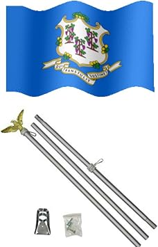 State of Connecticut With Aluminum 6 ft Flag Pole 3'x5' Polyester Flag