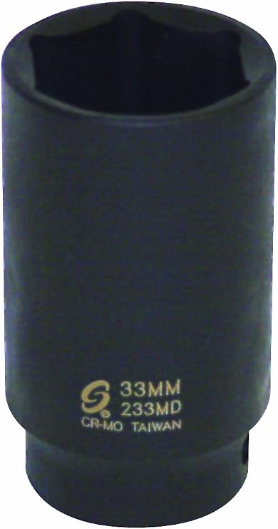 Sunex Tools 233MD 1/2-Inch Drive 33mm Deep Impact Socket, Forged from Chrome Molybdenum Alloy Steel