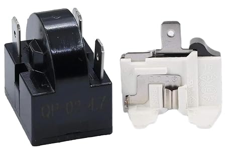 QP2-4R7 3-Pin Starter Relay and 6750C-005P Overload Protector Combo, Universal Replacement for Frigidaire, Electrolux, Kenmore, Whirlpool, Mini Fridges, Compact Freezers & Coolers