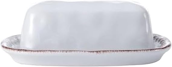 Pfaltzgraff Canyon Bead Stoneware Covered Butter Dish with Lid, 7 Inch, White