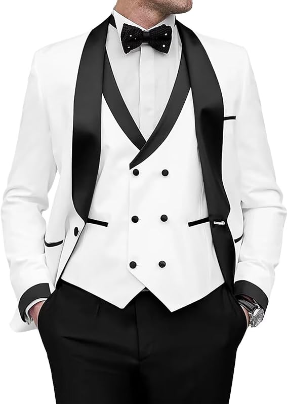 Tuxedo for Men Slim Fit 3 Piece Shawl Lapel Suit Double Breasted Wedding Tuxedos Formal Prom Suits