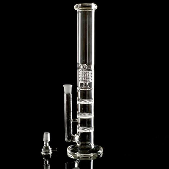 RORA Glass Bongs - 18.8mm Joint Size Straight Honeycomb Perc 16inch Glass Water Pipe (Clear)