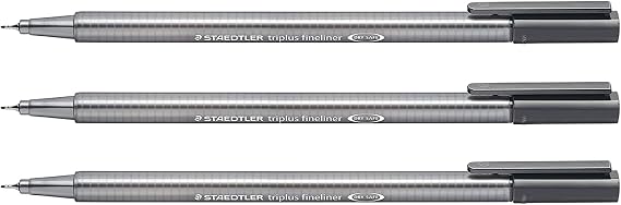Staedtler Triplus Fineliner Pens gray color 3 Pcs./Pack