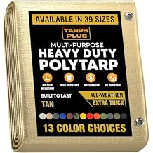 Poly Tarps, Tan Tarp 1620 ft, 12 Mil Heavy-Duty, Waterproof, UV Resistant, Reinforced Grommets, All-Purpose Cover