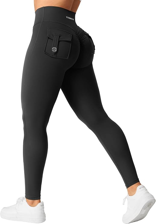YEOREO CoreFlex Womens Leggings with Pockets V Cross Waist Charm Leggings