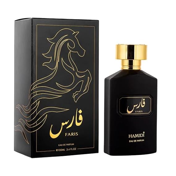 Hamidi Faris Eau De Parfum - Black & Gold Luxury Unisex Fragrance (100ml) - 3.4 Fl Oz - Fragrance for Men
