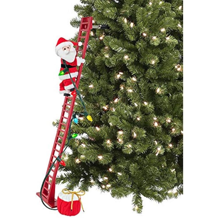 Mr. Christmas Super Climber Musical Animated Christmas Decoration, 42 Inches, Plush White Santa