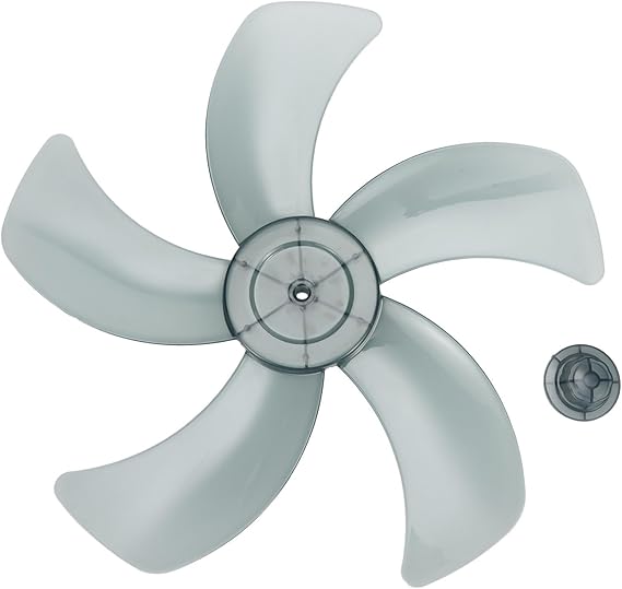 16 Inch Plastic Fan Replacement with 5 Leaves Pedestal Fan Parts Black White Desktop Fan Components with Nut Cover Assembly for Stand Fan Home Office Desk Fan Accessories(Black)