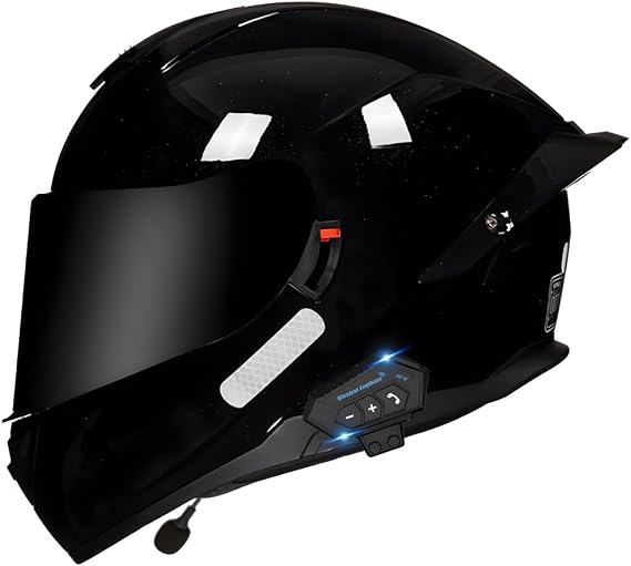 Bluetooth Motorcycle Full Face Helmet DOT Approved, Flip Up Double Visor Helmet, Integrated Bluetooth Helmets, Built-in Dual Speaker, Motorcycle Street Bike Helmet for Adults Men and Women