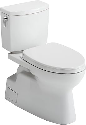TOTO Vespin II 1G Two-Piece Elongated 1.0 GPF Universal Height Toilet with CEFIONTECT and SS124 SoftClose Seat, WASHLET Ready, Cotton White - MS474124CUFG#01