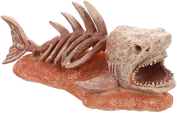 1Pcs Aquarium Shark Skeleton Decorations Fish Tank Accessories Aquarium Sea Animal Decor for Tank Landscape Decorative Hideout Cave Shelter for Small Fish Shrimp Snail Gecko Spider Lizard