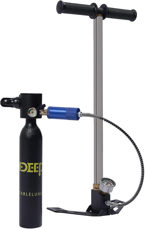 0.5L Oxygen Tank + 4500PSI High Pressure Pump, Mini Scuba Diving Equipment Tool Kit Underwater Air Tanks High-Pressure Pumps Set