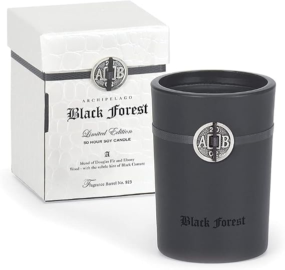 Archipelago Botanicals Black Forest Boxed Candle, Dark Ebony Wood, Douglas Fir and Black Currant Scent, Clean Soy Wax Blend, Lead-Free Wick, 55 Hour Burn, 5.2 oz