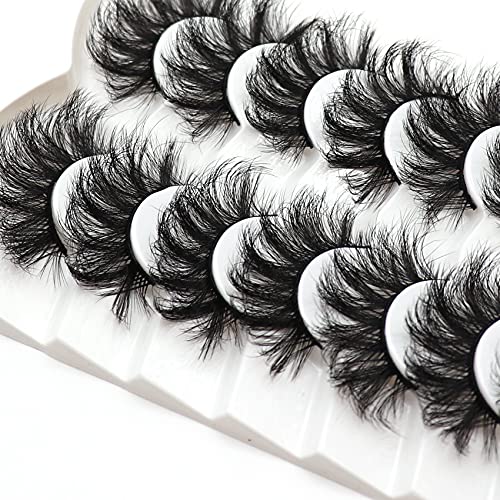 Veleasha False Eyelashes Wispy Faux Mink Lashes Fluffy Handmade Fake Eyelashes Natural Look 7 Pairs Pack Luxury Cat Eye Lashes 802