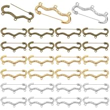 PH PandaHall 30pcs Brooch Pins with 3 Loops, 3 Colors Heavy Duty Brooch Tibetan Style Safety Pins for Dress Pants Scarves Sweaters Shawl Neckline Pins Hat Clip Socks Shoes, 0.71.7inch
