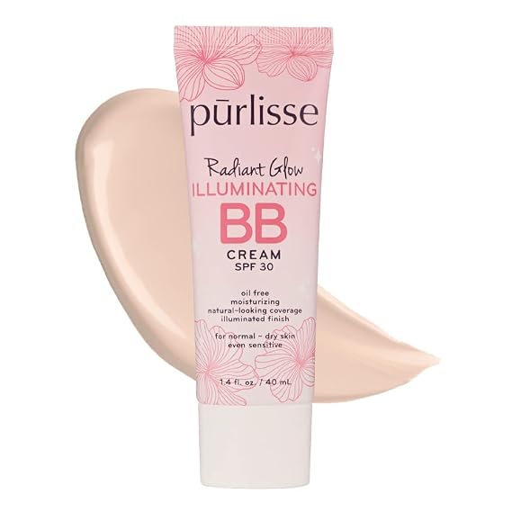purlisse Radiant Glow Illuminating BB Cream with SPF 30 - Glow BB Cream Enriched with Goji & Hawthorn Berry for Dewy Skin - Helps to Improve Skin Texture & Radiance - Fair (1.4 oz)